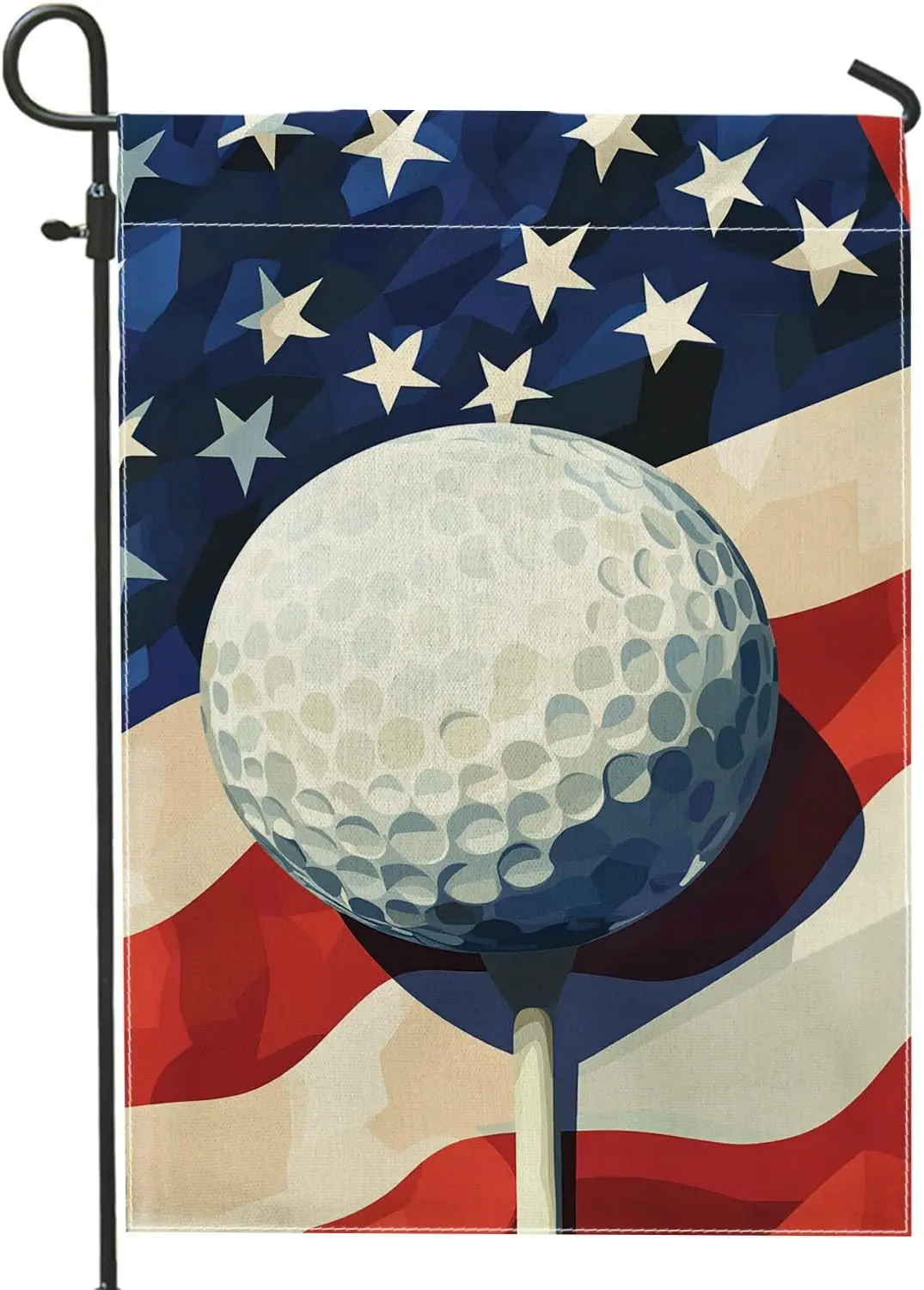 Patriotic Golf Ball Garden Flag, Blue White Red Stars Home Decor Lawn Banner, Double Sided Decorative Yard Flag Outdoor Deco PPZ