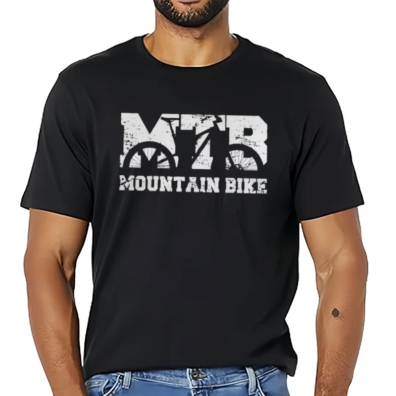 Mountain Bike MTB T-Shirts Distressed Design T Shirt Man Wholesale Clothes Novelty Crew Neck Purified Cotton Tees