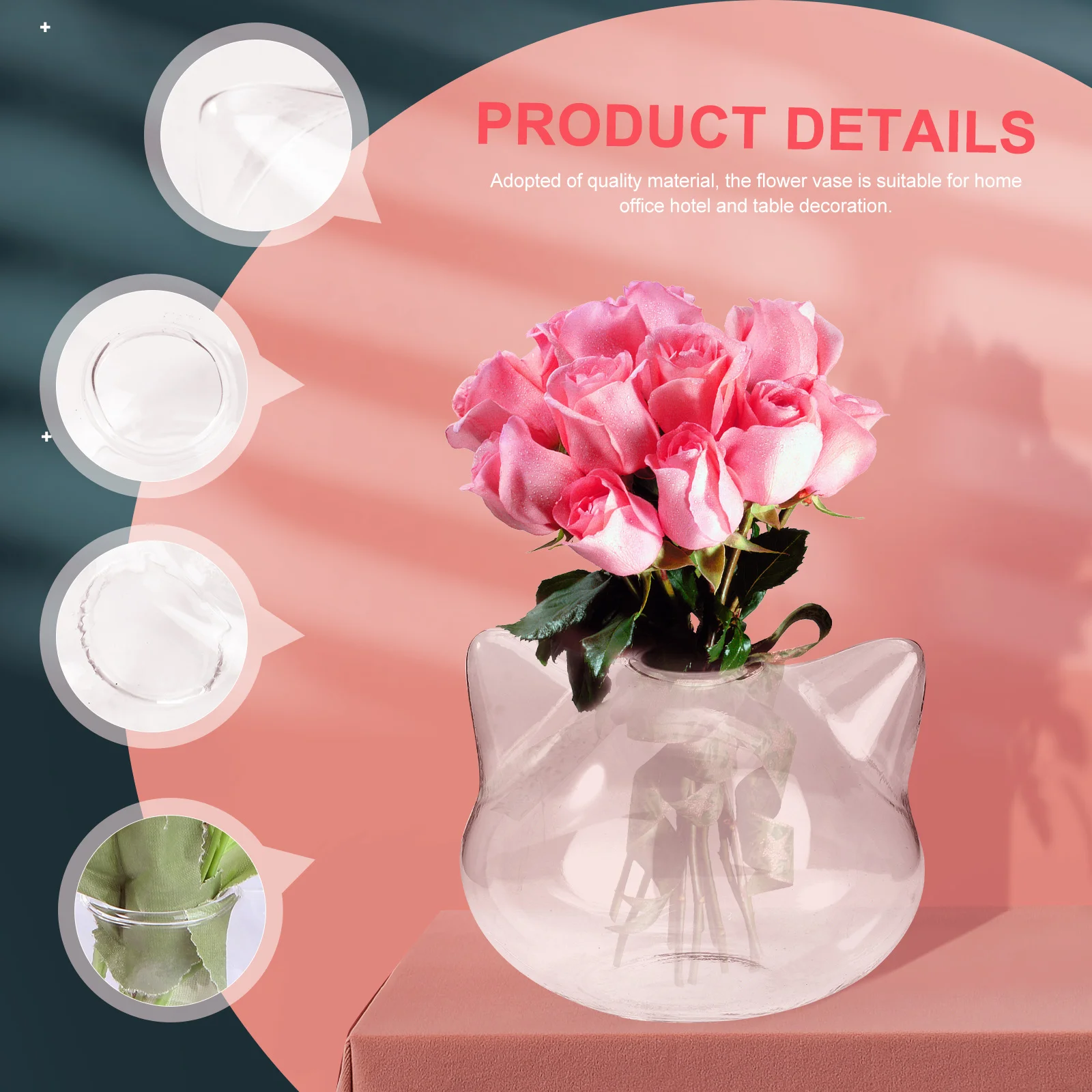 

1Pcs Cat Shaped Glass Vase Creative Transparent Desktop Flower Vessel Home Table Decoration Hydroponic Flower Container