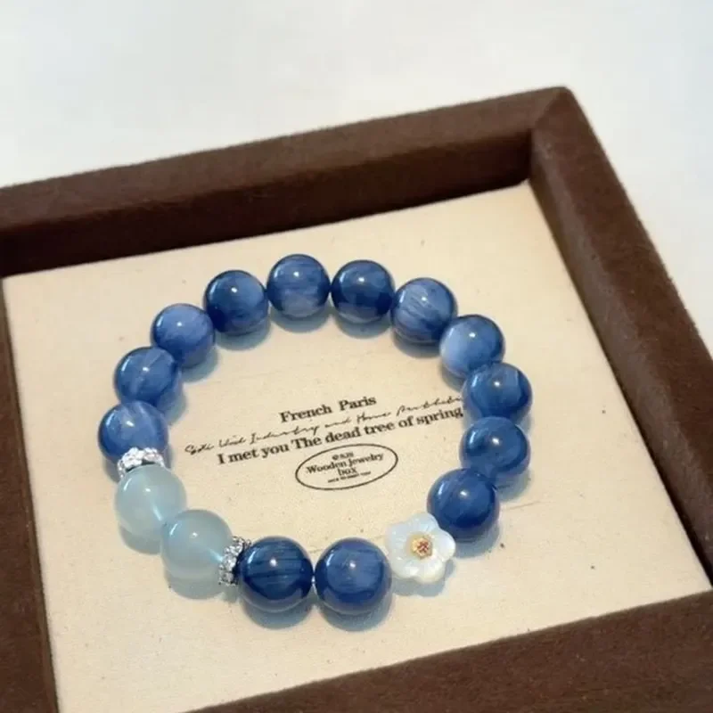 Five Elements Bracelet Cat's Eye Aquamarine Natural Kyanite Crystal Bracelet White Crystal Ghost Transshipment Gift
