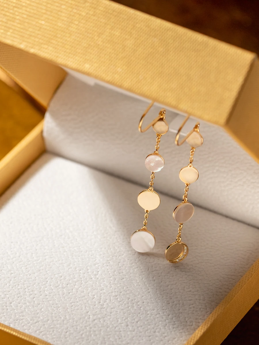 أقراط على شكل صدفة طبيعية، أقراط طويلة مخصصة من الفضة الإسترليني، مجوهرات أذن راقية #4