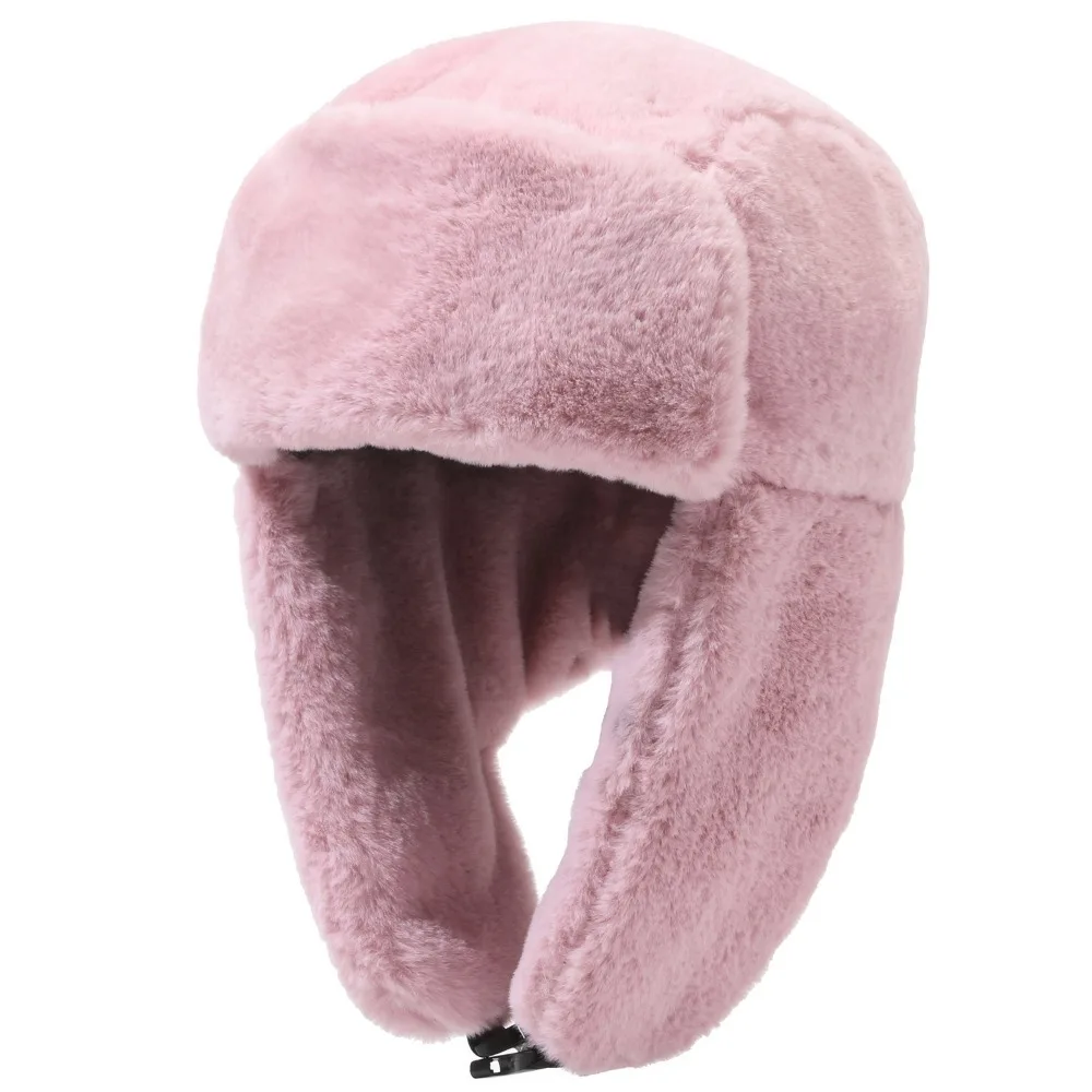 

Cute Plush Rabbit Fur Winter Hat Windproof Thickened Hooded Hat Ear Protection Cold Proof Ear Protecting Cap Women
