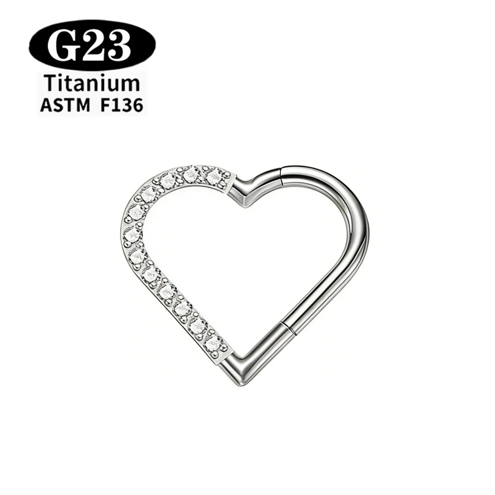 ASTM F136 G23 Titan Herz-Nasenring Ohrring Creolen Eloxierter Piercing-Schmuck-Set für Ohrknorpel, Tragus, Helix, Conch, Daith – Detail 3