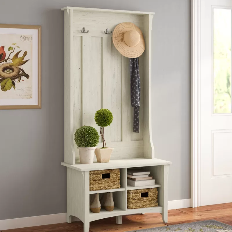 wooden Coat Hanger Rack Living Room Furniture hall Tree With Storage Bench Coat Rack With Shoe