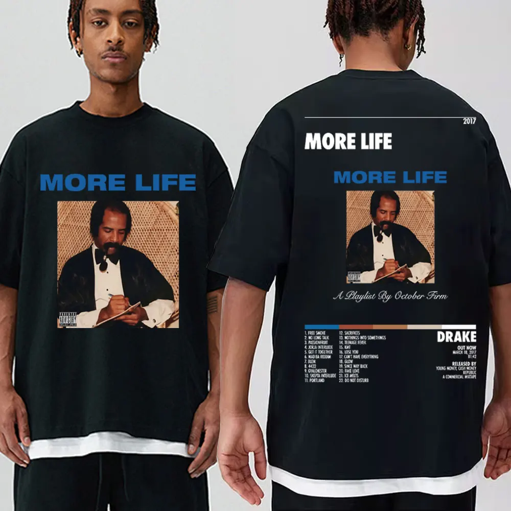 Rapper Drake T Shirt Men Women Music Album More Life Print T-shirt Hip Hop Retro Fashion Short Sleeve Tee Shirt Tops Streetwear