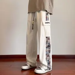 Autumn New Bear Patchwork Work Pants Men's Spring And Autumn Loose Large Size Sports Pants Trend Straight Casual Pants Men M-4XL