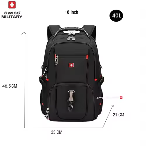 SWISS 17" Laptop Backpack Waterproof USB Charge Port Swiss-style Multifunctional Rucksack Schoolbag Mochila Hiking Travel bag - Image 9