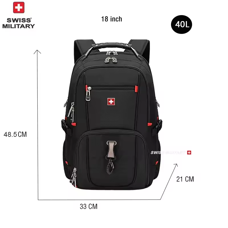 SWISS 17" Laptop Backpack Waterproof USB Charge Port Swiss-style Multifunctional Rucksack Schoolbag Mochila Hiking Travel bag - Image 9