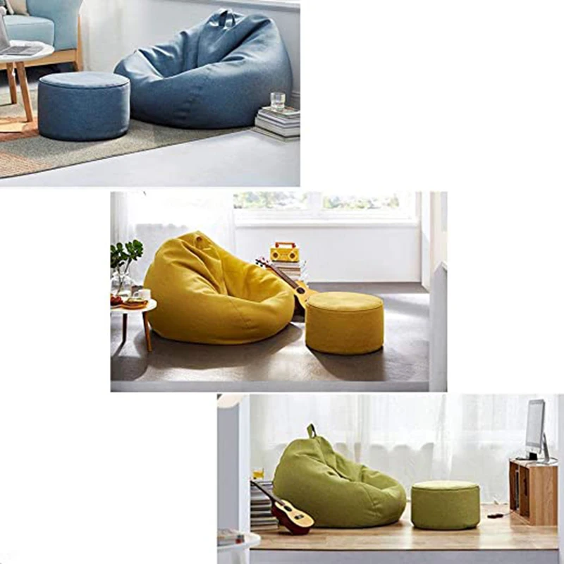 Lazy Sofa Cover Unfilled Linen Recliner Seat Bean Bag Puff Sofa Tatami Sofa Cover Household Items