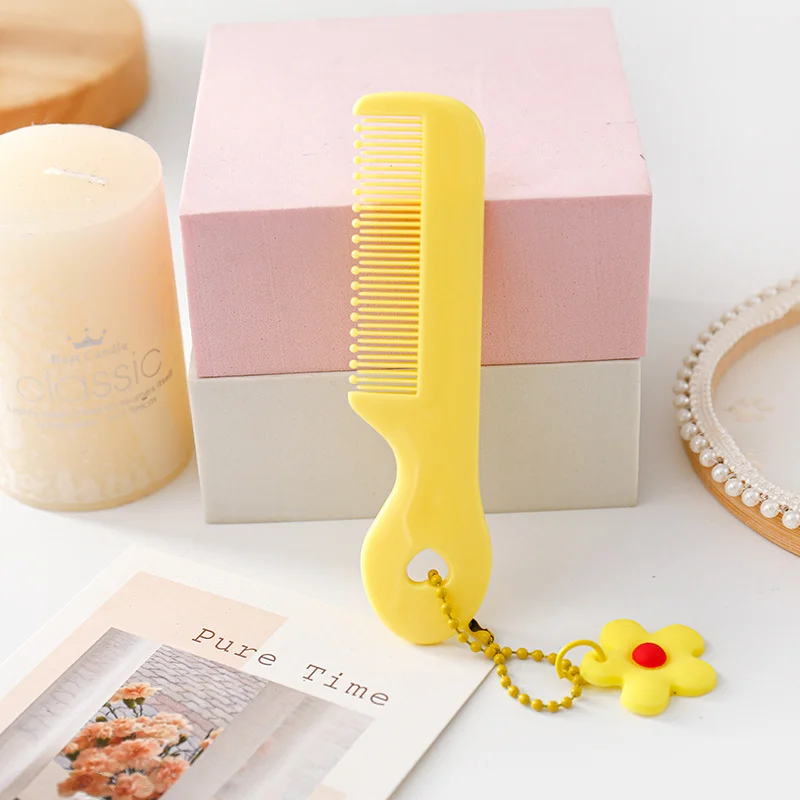 Mini Pocket Combs Cartoon Flower Chicken Colorful Hair Comb Hair Brushes for Baby Girl Travel Accessories Outside Portable Tools