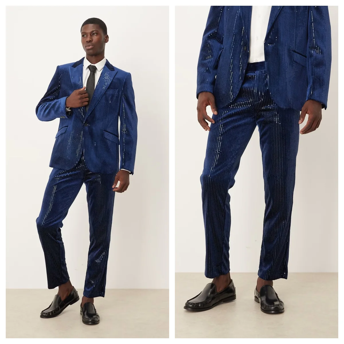 

Luxurious Bespoke Wedding Suits for Man 2Pieces Blazer Pants Peaked One Button Sequins Sparkling Modern Evening Party Customized