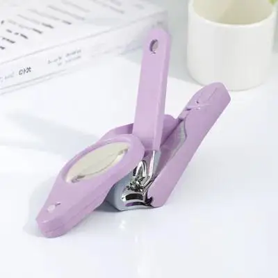 مقص أظافر مكبر LED من الفولاذ المقاوم للصدأ مقاوم للصدأ، مقص أظافر محمول للبالغين، مقص أظافر متين #6