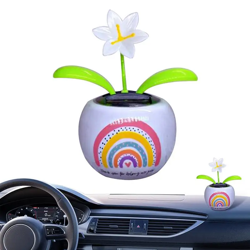 Dancing Flower Solar Powered Dancing Sunflower Car Ornament In Colorful Pots Flower Car Decoration Solar Bobbleheads For Windows