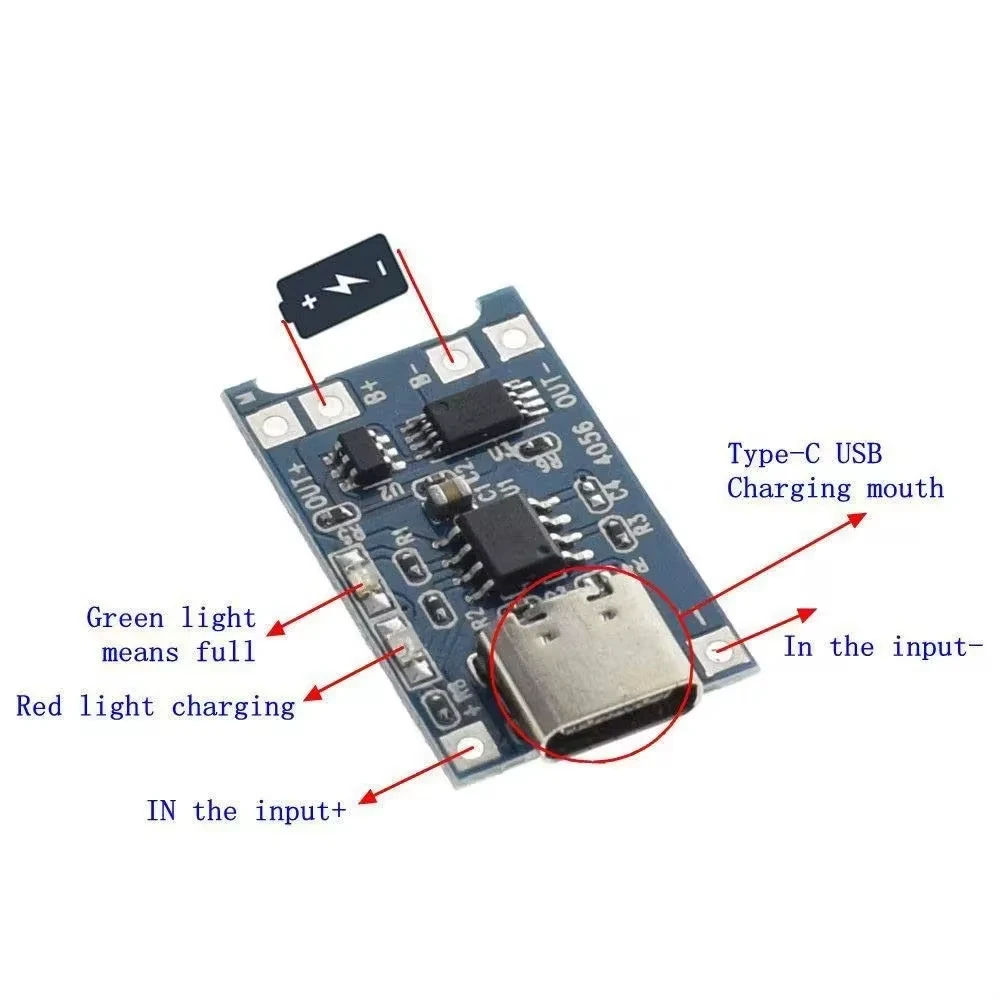 1-10Pcs 5V 1A TYPE-C Micro USB 18650 TC4056A Lithium Battery Charging Board Charger Module with Protection Dual Functions TP4056