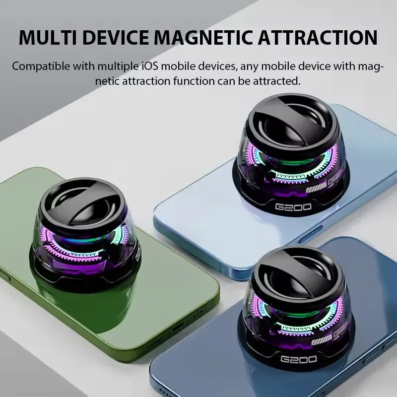 ポータブルBluetoothスピーカー HECATE G200 RGB照明 マグネット式スピーカー BT5.3 ミニサウンドボックス 7時間再生 スマホホルダー