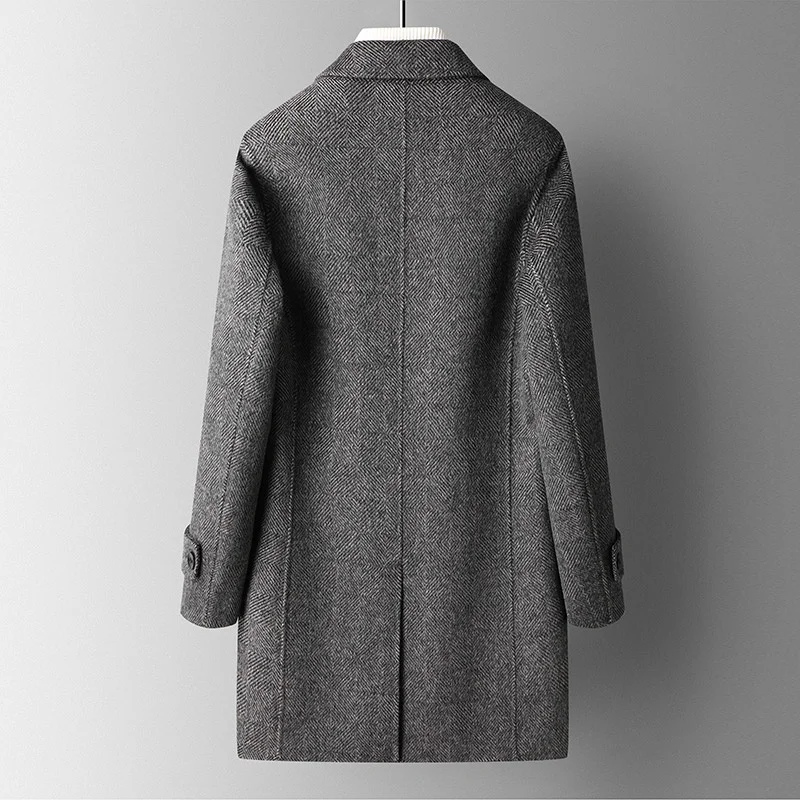 liner Down men's double-sided tweed coat medium long winter thickened wool woolen windbreaker business wool tweed coat