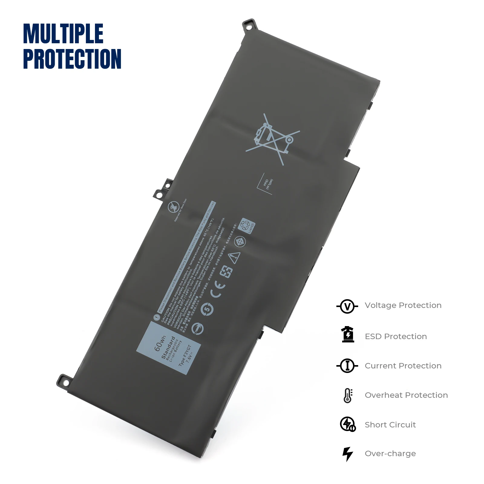 YOOFAN-F3YGT Bateria do portátil, 7.6V, 7895mAh, Dell Latitude 12 7000, E7280, E7290, E7380, E7390, E7480, E7490, F3YGT, 2X39G, DJ1J0