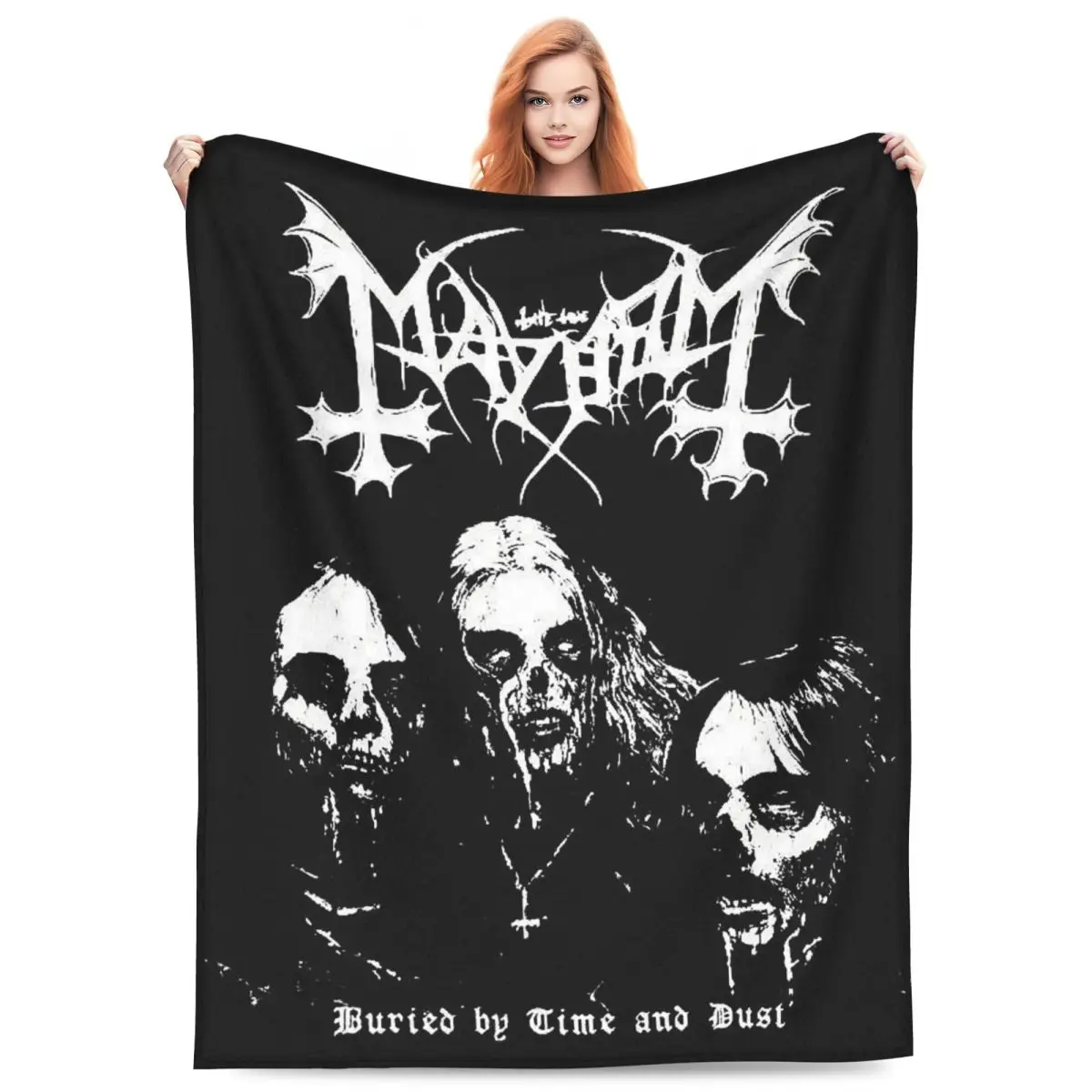 Custom Mayhem Band Black Metal Blanket Warm Fleece Soft Flannel Throw Blankets for Bedroom Sofa Outdoor Spring Autumn