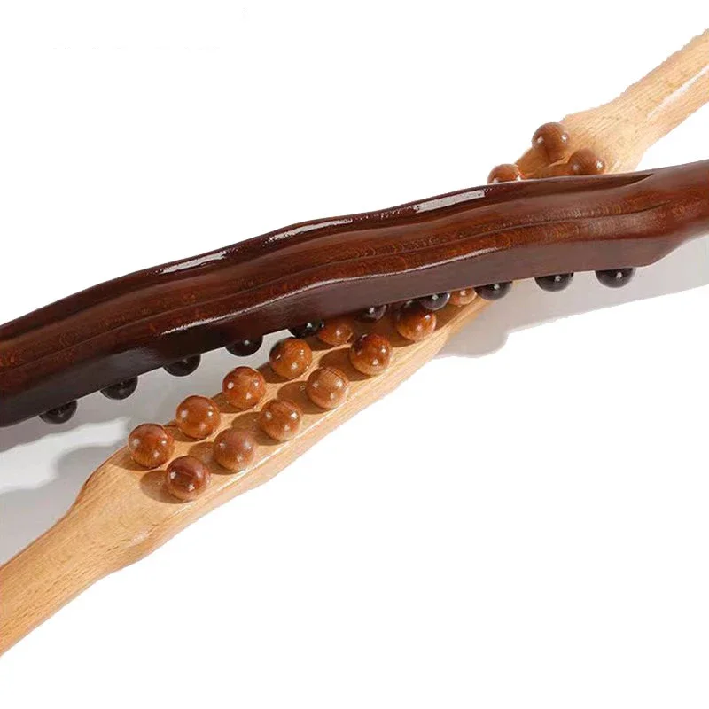 8/20 Beads Gua Sha Massage Stick Carbonized Wood Back Scrapping Meridian Therapy Wand Muscle Relaxing Body Massager Guasha