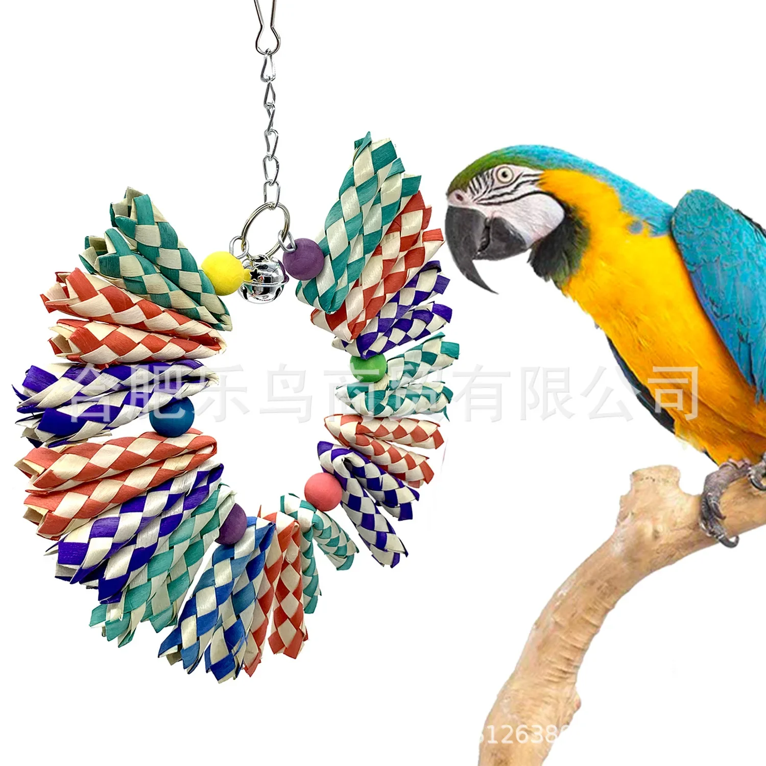 Parrot Toy Swing Pet Chicken  Grass Yam Scraps of Paper Color Braided Hose   Bird  Bite Relief