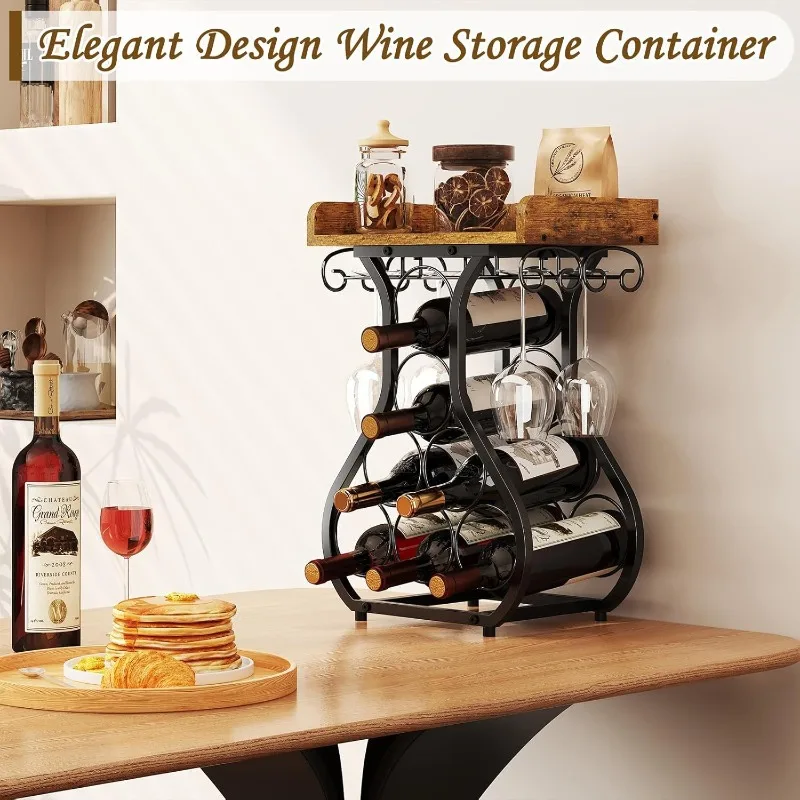 European American Iron Floor Wine Rack, Red Wine Storage Display Holder Ornament For Living Room Bar Home Furniture