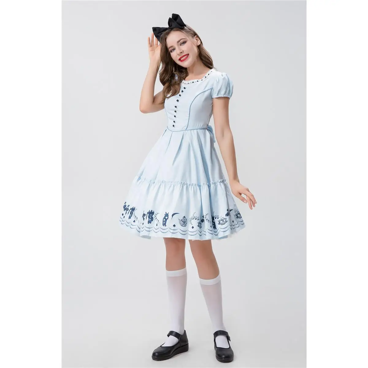 زي تنكري جديد لهالوين على طراز الأميرة أليس في بلاد العجائب، تنورة أميرة ناعمة للفتيات، ملابس أداء للأنيمي