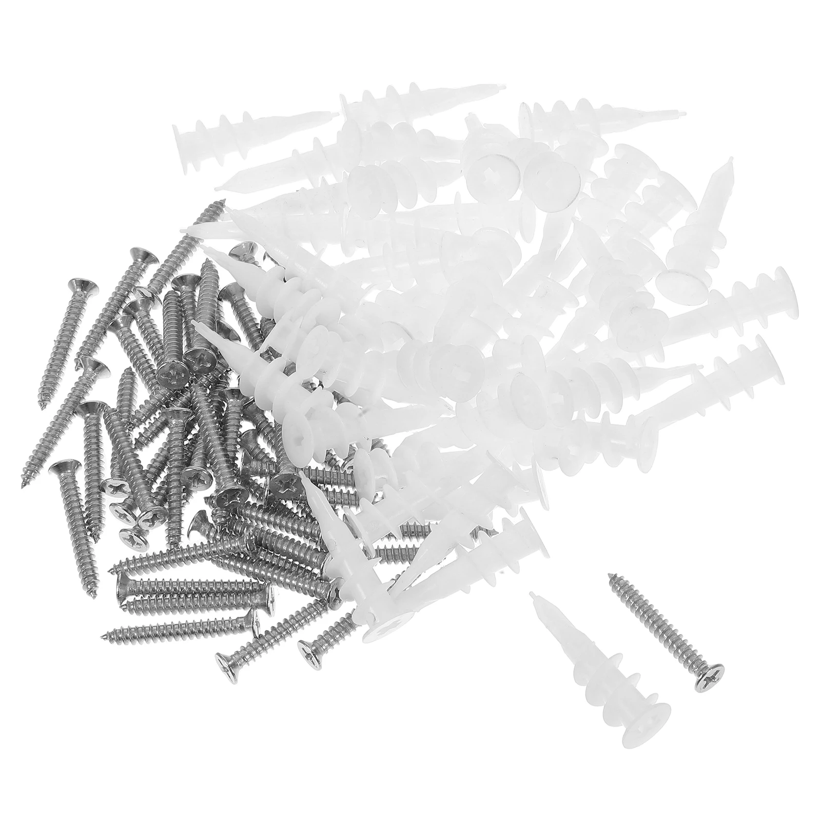 

50 Sets Expansion Pipe Screws Drywall Anchors Kit Plastic Bolts Concrete Self Drilling Wall Furniture Anchor Strong Fixation