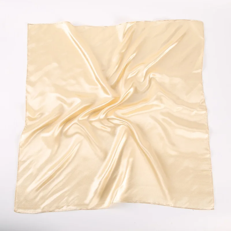 New Lightweight Solid-color Square Scarf single-color Imitation Silk Small Square Plain Glossy Satin Tween Performance 8SJ19
