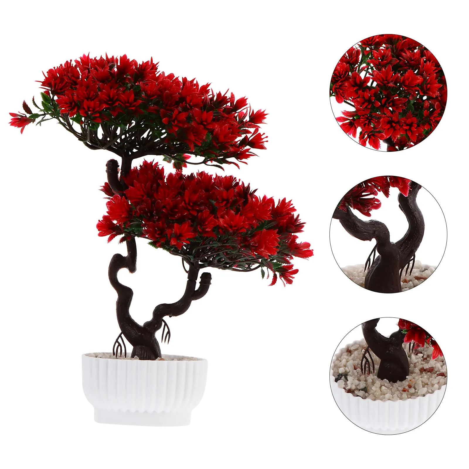 

1Pcs Simulation Bonsai Plastic Guest-Greeting Pine Artificial Plant Decor Small Lifelike Pot Ideal for Living Room Office Shop
