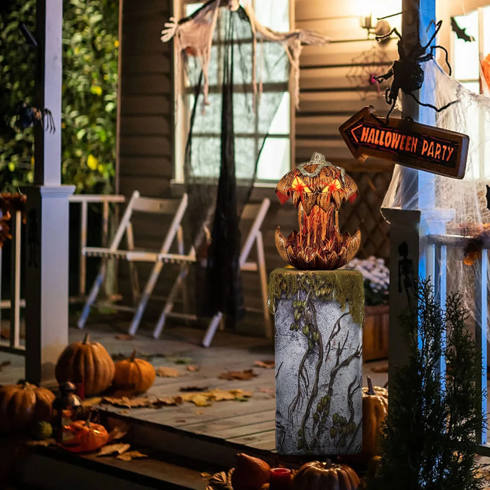 Halloween Sprachgesteuerter steigender Kürbiskopf Home Decor Outdoor Garden New Horror Ghost Ornament für gruselige Party – Detail 2