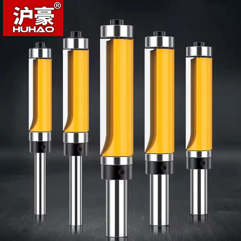 

HUHAO Flush Trim Router Bit With Bearing for Wood 1/2in and 1/4in Shank Carbide Steel Straight Trimming Cutter Woodworking Tool