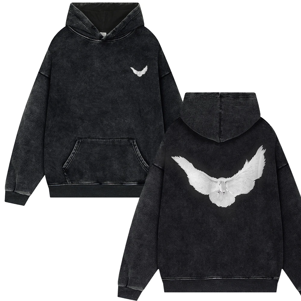 Frog Drift Kanye West Streetwear Vintage YZY DOVE DONDA Loose Ovesized Pigeon Vintage Washed Hoodies Tops for Men Women Pullover