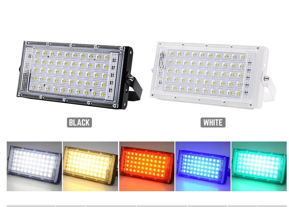 LED-Flutlicht, 50 W, 100 W, 220 V, Rot, Blau, Rosa, warmweiß, für den Außenbereich, wasserdicht, superhell, Nachtmarktbeleuchtung, Straßenlaterne