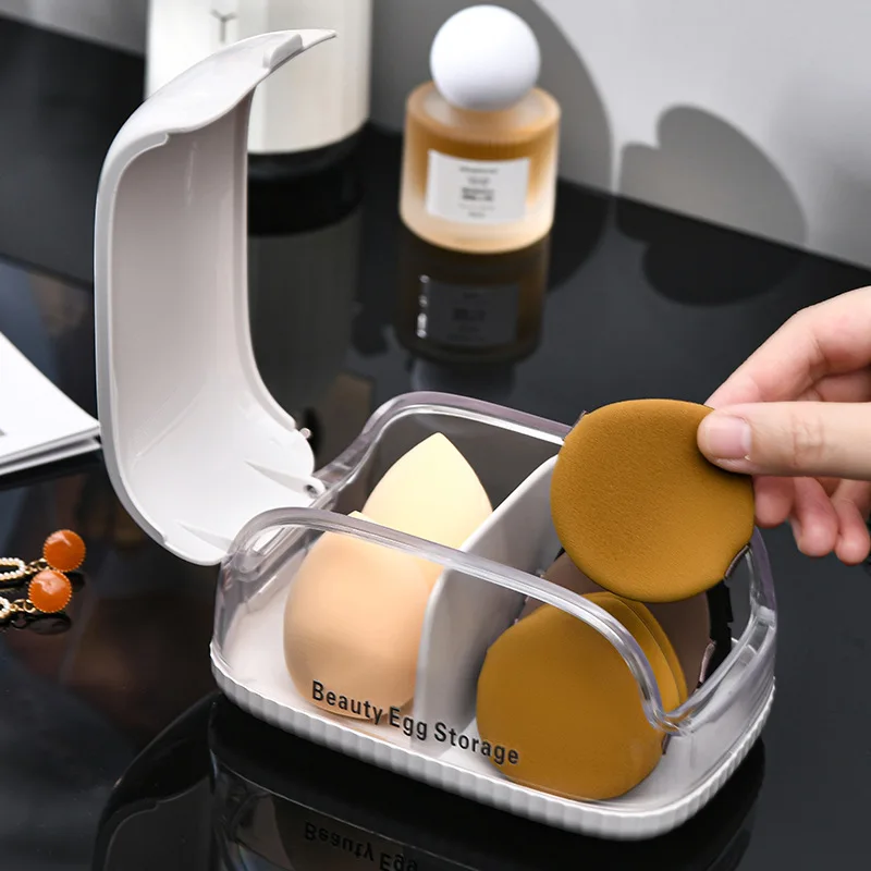 Make-upspons opbergdoos met deksel Stofdichte draagbare organizer voor Beauty Blender Cosmetics