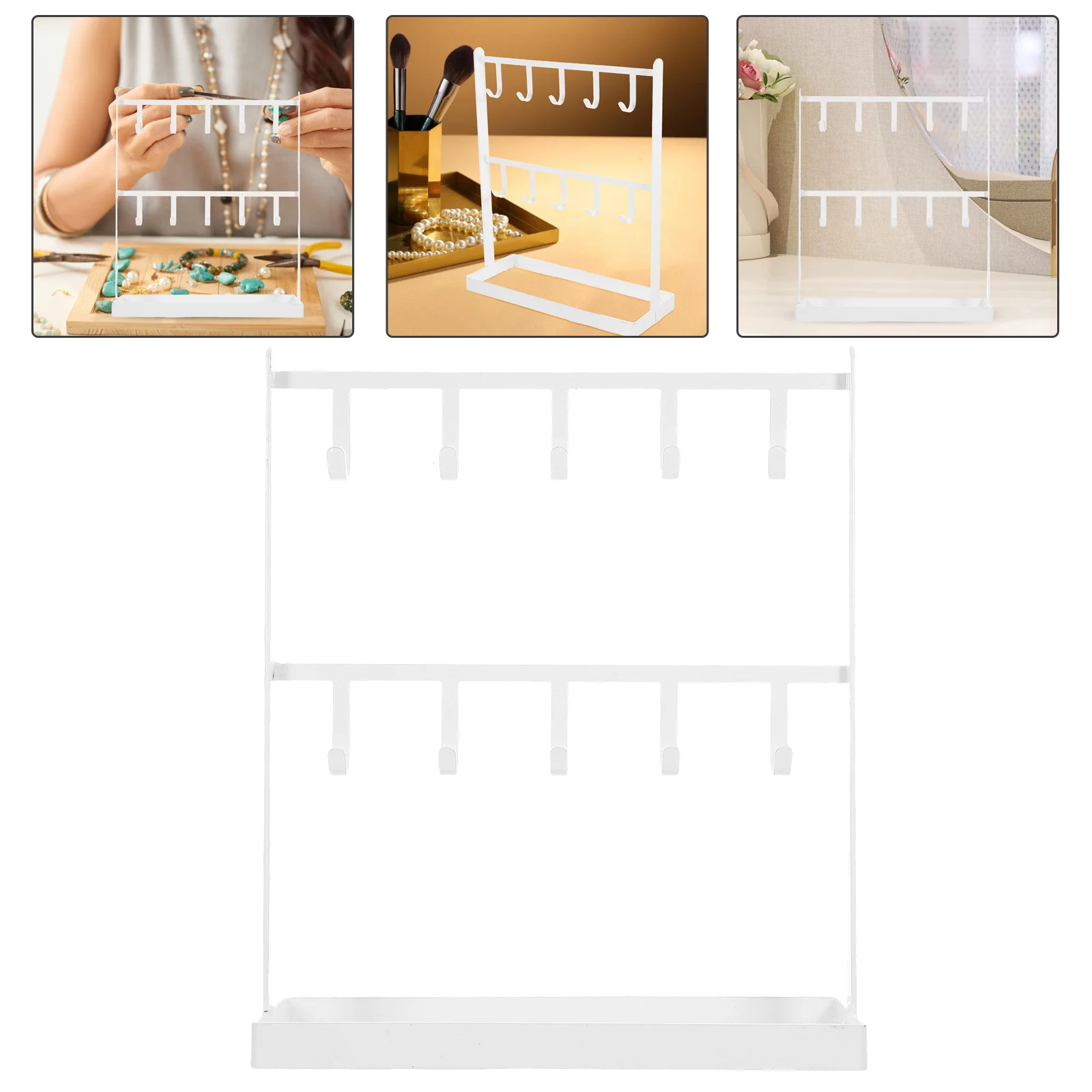 

2 Tier Jewelry Hanger Heavy Duty Storage Rack Stand Organizer For Necklaces Bracelets Earrings Rings Watches Display Metal Frame