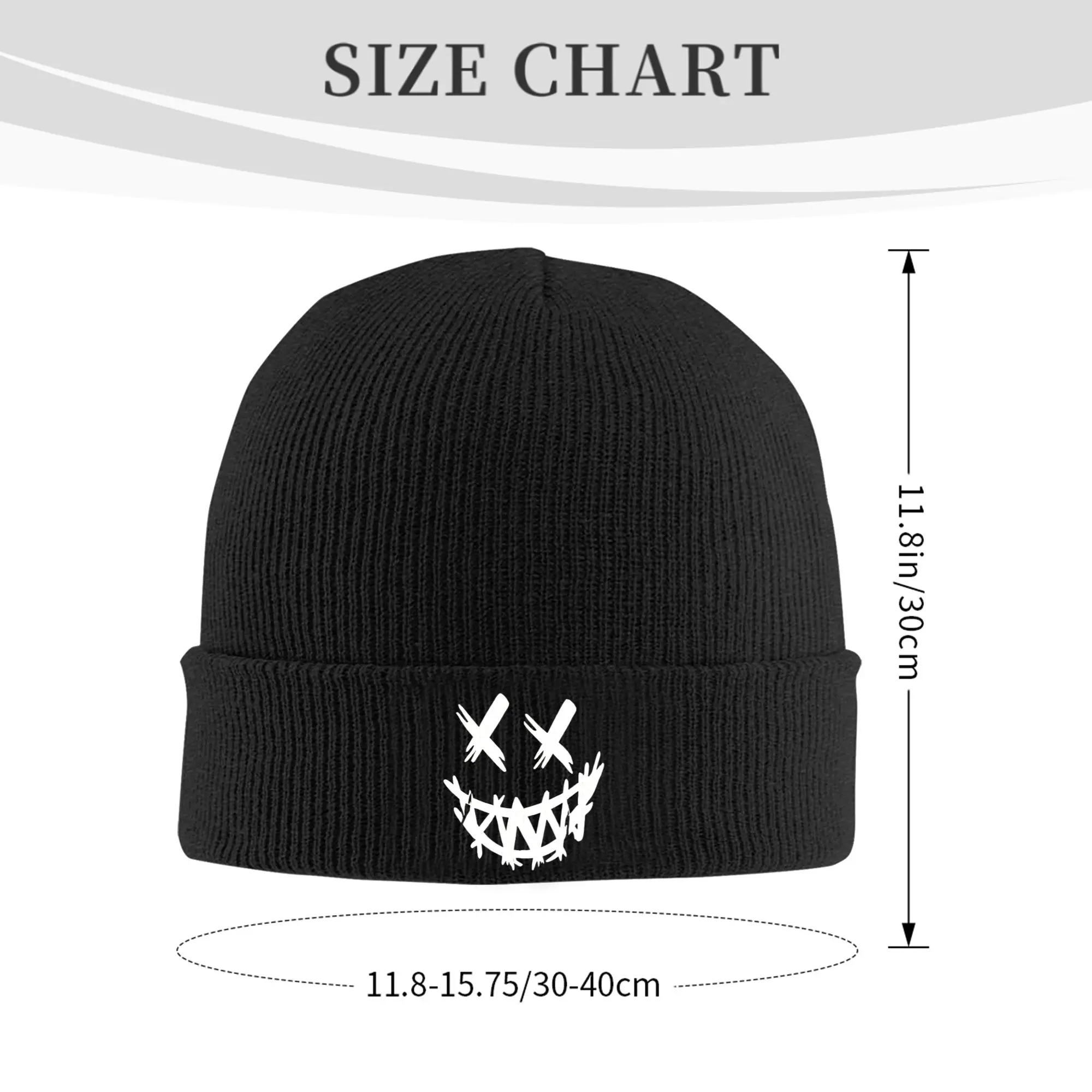 Graffiti Cross Eyed Grinning Face Print Winter Skullies Beanies Hat Warm Autumn Knitted Hats Bonnet Caps for Women Men