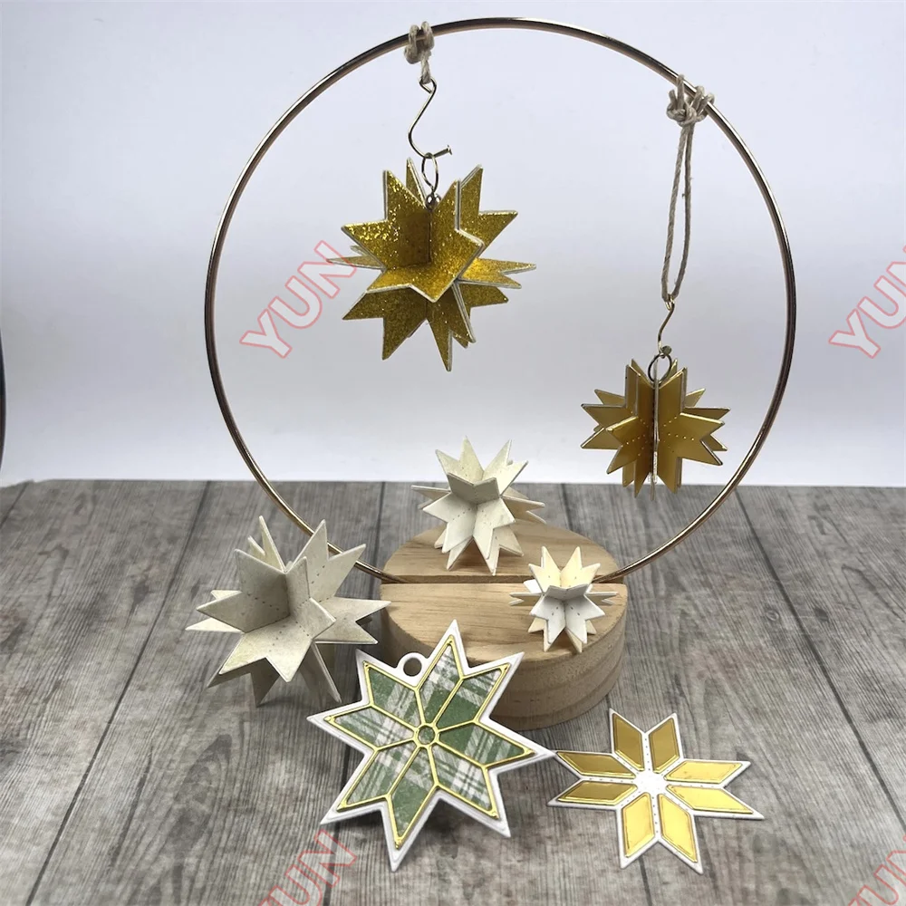 New Embossing Cutting Dies Basic Circles Plaid Banners Merry Christmas Greetings Script Dies Nordic Stars DIY Scrapbooking Card