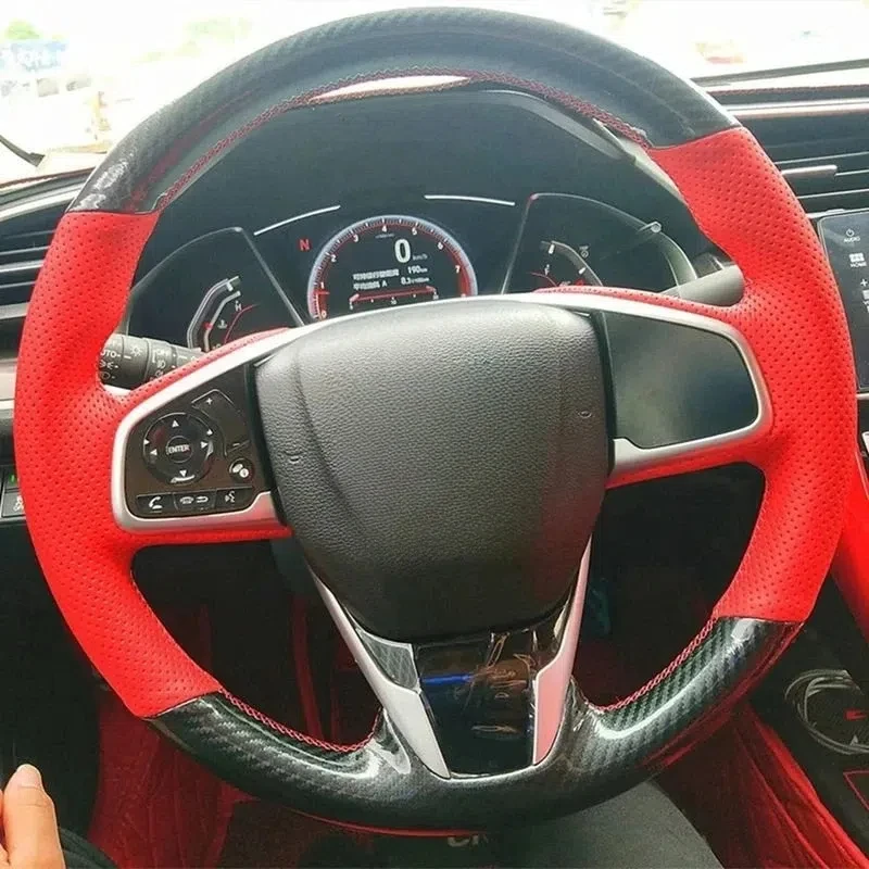 Car Steering Wheel Cover Hand Sewing Non-slip Braid Suede For Honda Civic 10 2016-2021 CR-V CRV 2017-202 Clarity 2018-2021