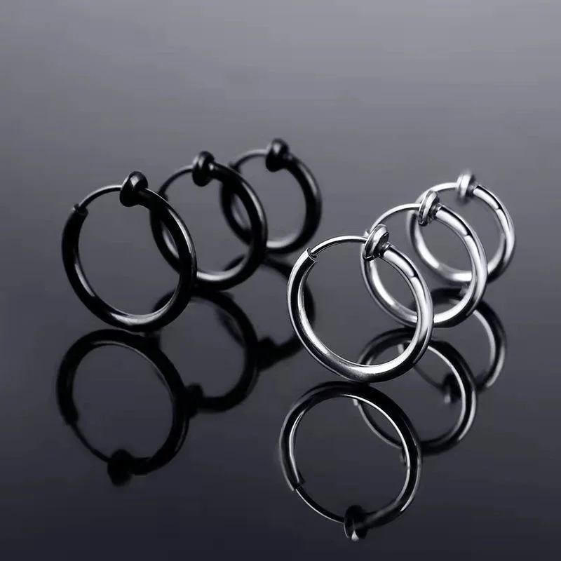 1 Pair Stainless Steel Ear Clip Earrings For Women/Men Painless Non-pierced Fake Earrings Simple Hoop Earrings Jewelry