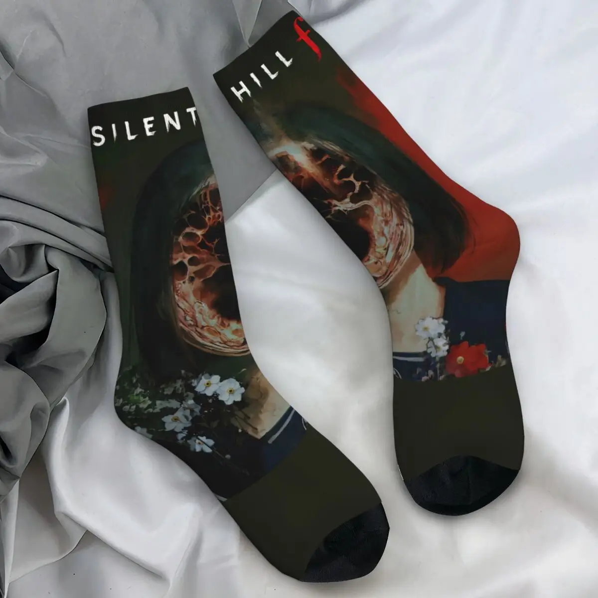 

Silent Hill F Horror Game Stockings Design Kawaii Socks Winter Non Slip Socks Adults Men Cycling Quality Socks