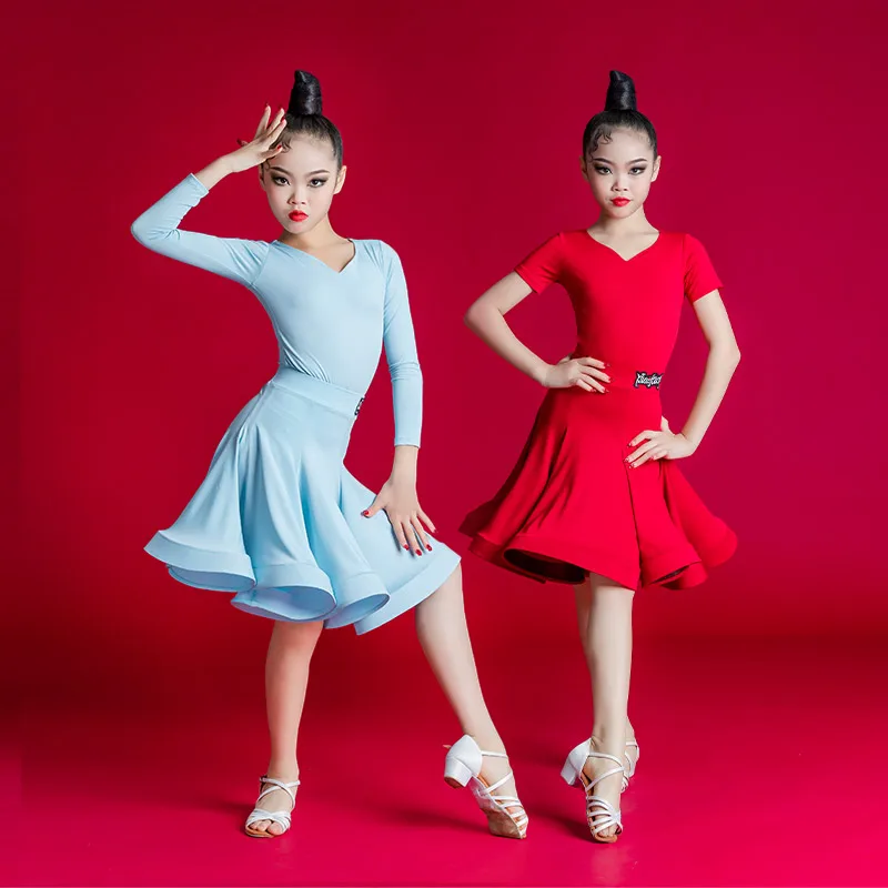 Children Latin Dance Costumes Professional Competition Examination Clothes Girls Spring Summer Dance Performance Wear