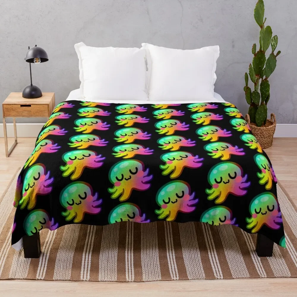 Rainbow Kraken UwU Throw Blanket warm for winter Furry Cute Plaid Blankets