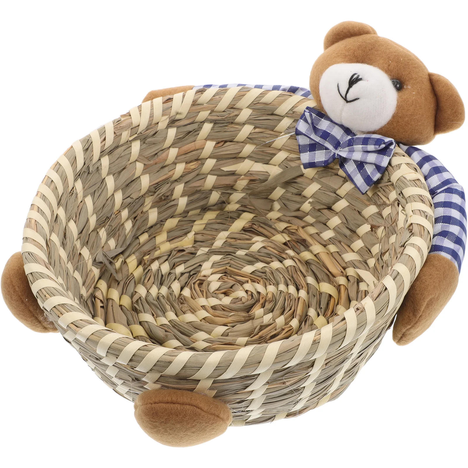 

Adorable Bear Shaped Wicker Basket Spacious Storage for Nursery Bedroom Playroom Organizing Crafts Snacks Rattan Style Home