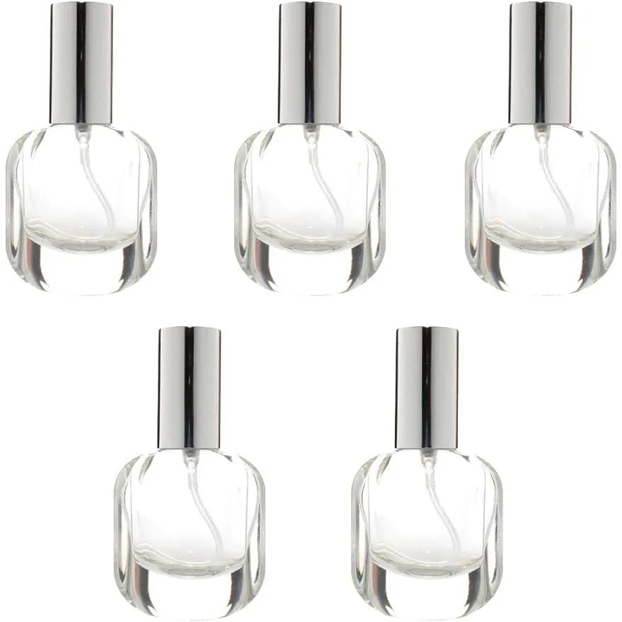 5Pcs Perfume Bottles 10ml/0.34 Oz Luxury Seal Line Mist Spray Square Thick Refillable Perfume Atomizer Water Bottles Travel