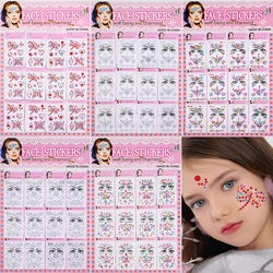 12Pcs/set Glitter Crysta Kids Face Stickers Shiny Colourful Diamonds Decal Girls Women Holiday Self-Adhesive Eye Face Tattoos