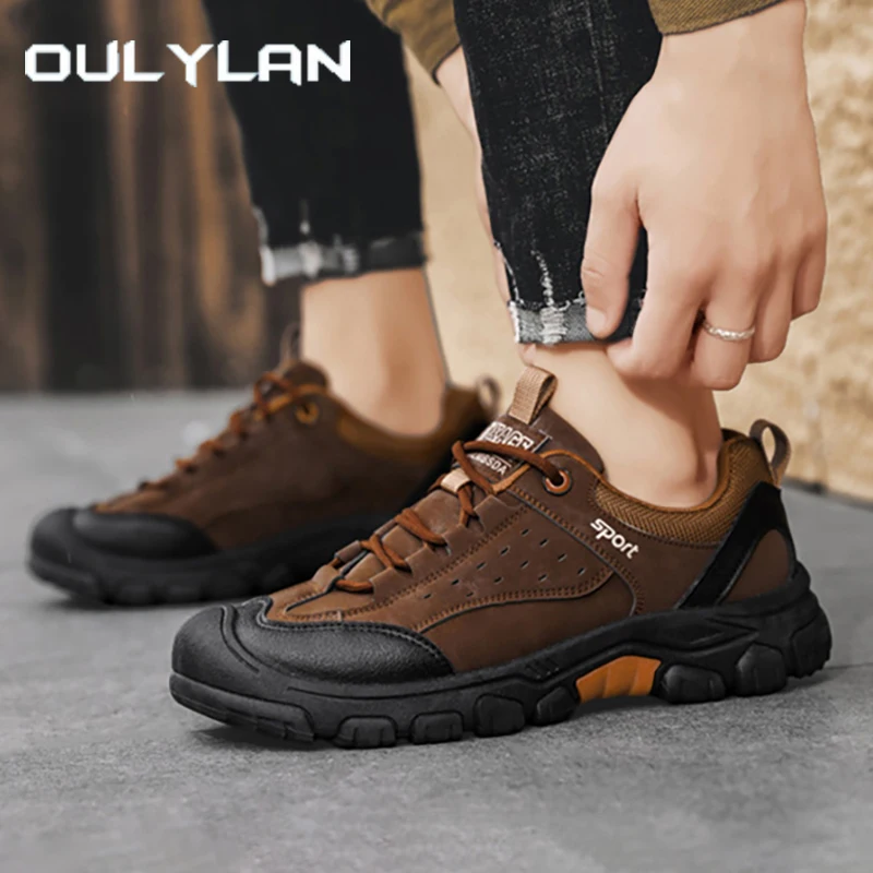 

Oulylan Мужская уличная туристическая обувь Нескользящая износостойкая спортивная обувь Модные повседневные кроссовки с цветными блоками