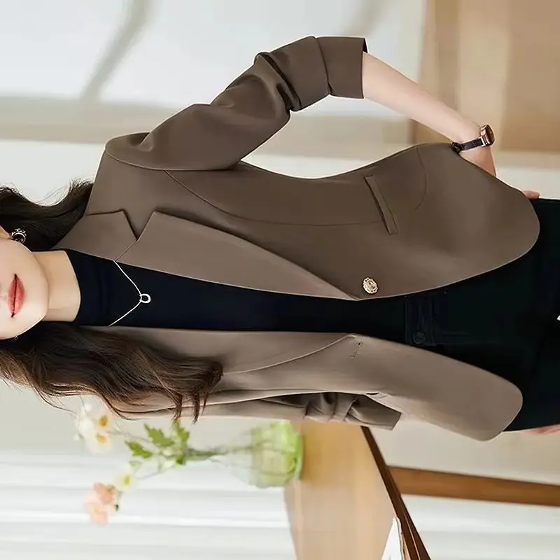 السيدات الجديدة بلون دعوى معطف المرأة الكورية طويلة الأكمام بلايز أبلى ربيع الخريف الإناث موضة الترفيه سترة