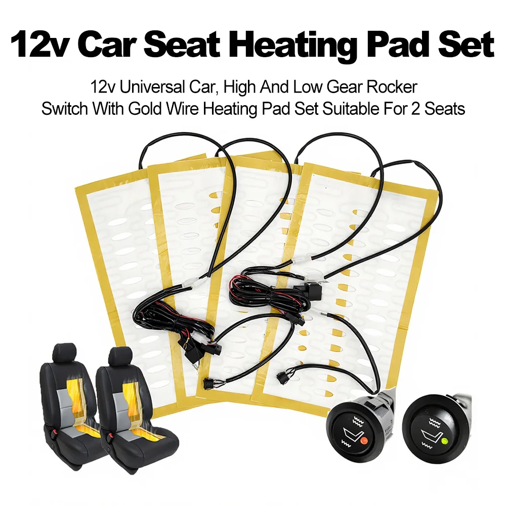 

Universal 12V Car Seat Heater Built-In with Dual round Control Switches Alloy Wire Heating Pad for Vehicle Interior Warmth