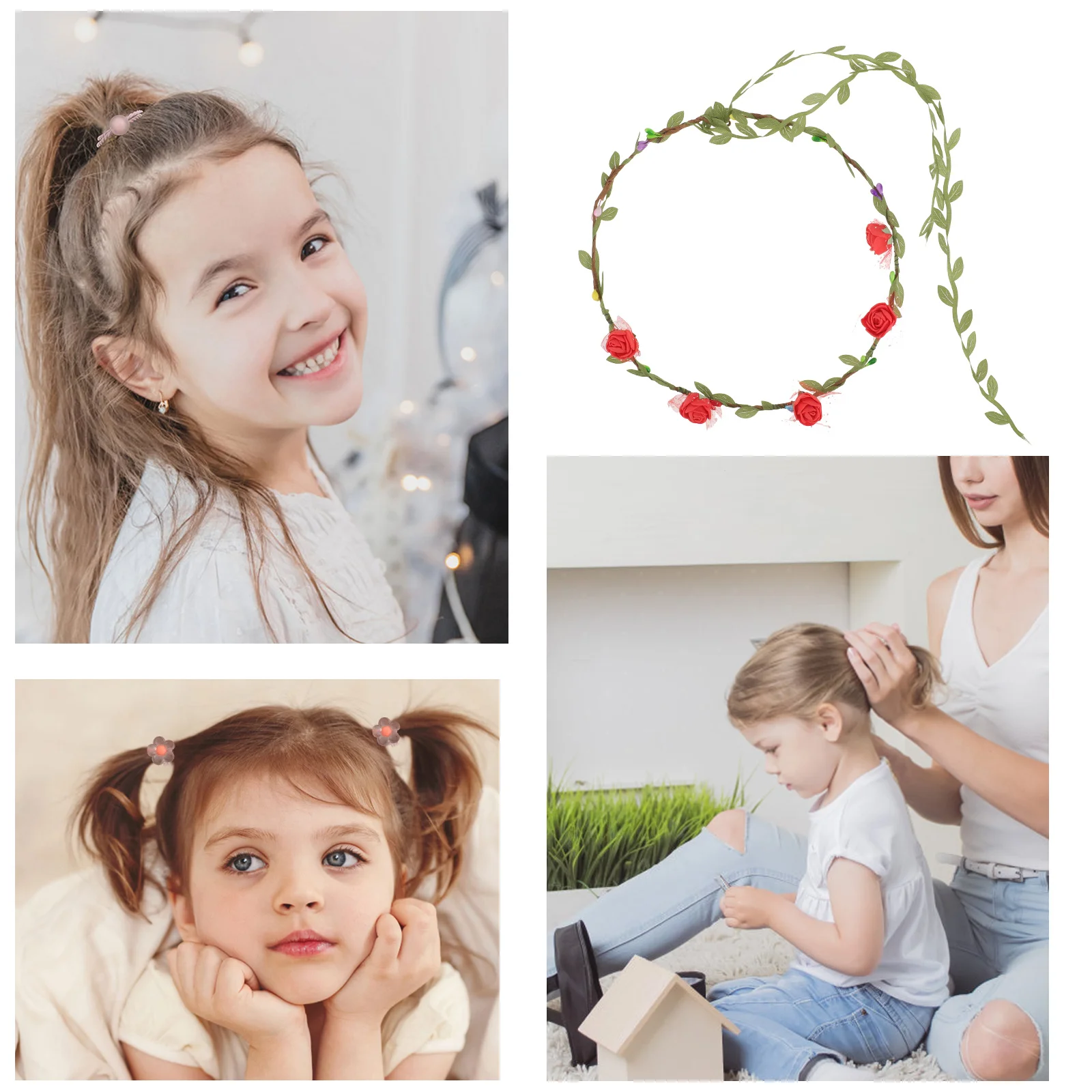 

4Pcs Bridal Flower Hair Bands Women Headbands Lightweight Wedding Birthday Party Hair Accessories Womens Headband