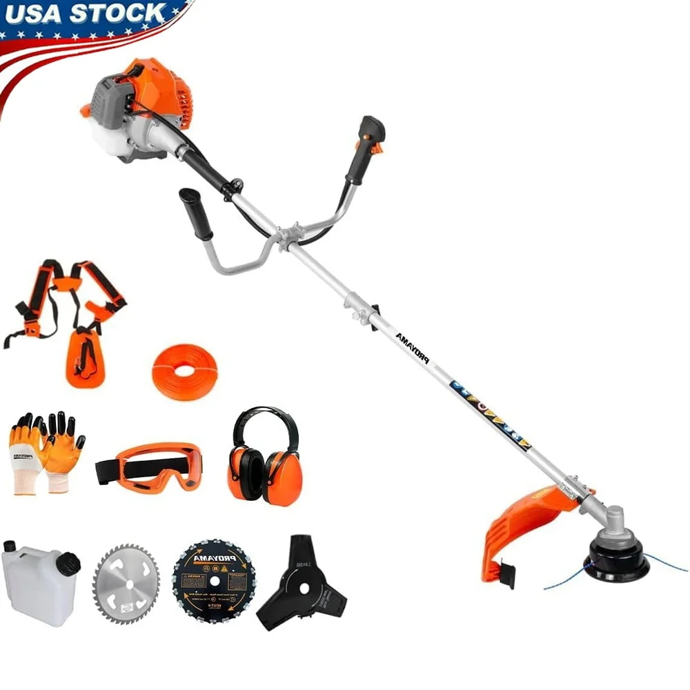 

42.7cc Gas Brush Cutter String Trimmer Edger 4 in 1 Powerful Multi-functional Tool Easy Handle Shoulder Harness Garden